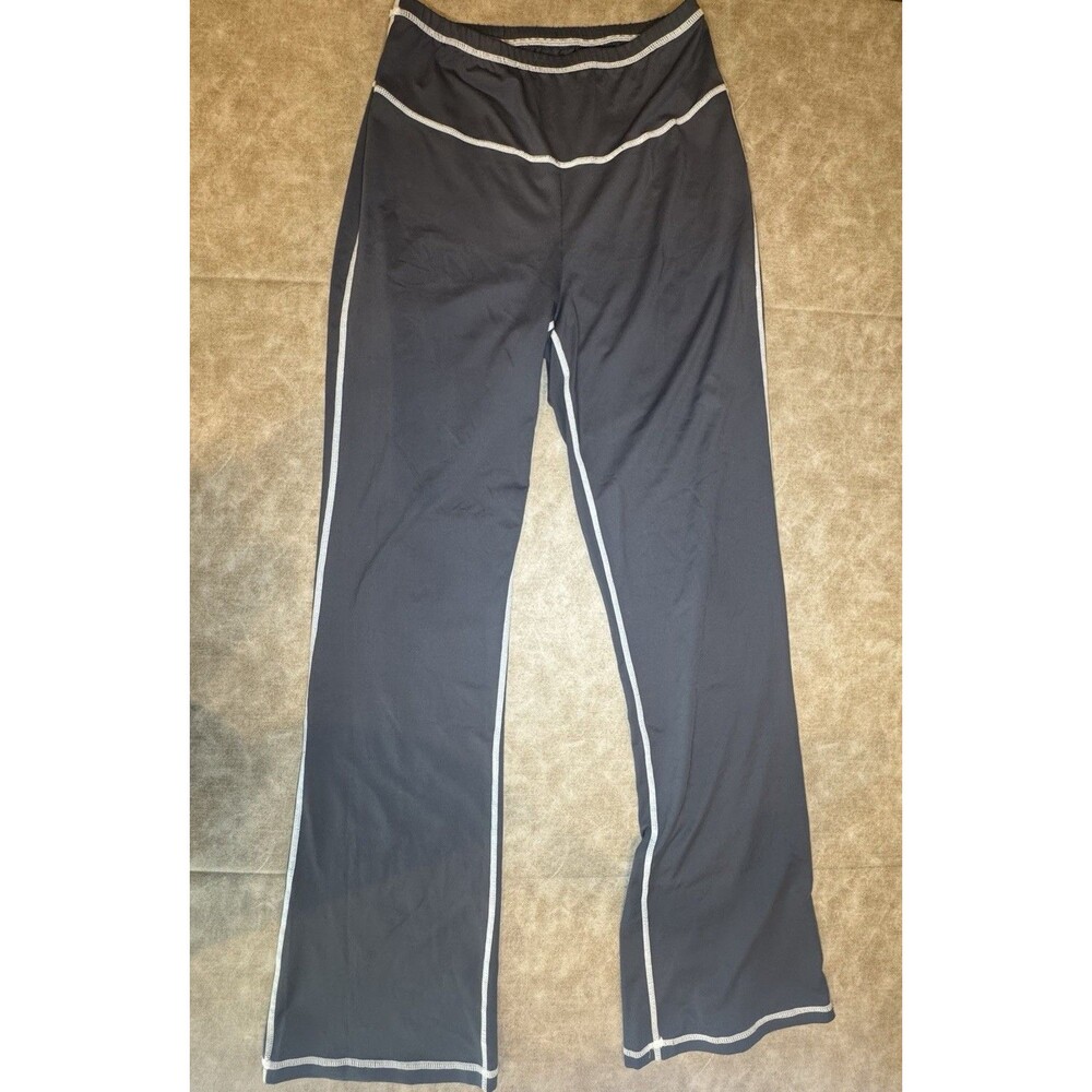 Womens Size MEDIUM M Black nylon/spandex athletic pants loose fit